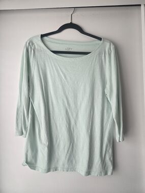LOFT Light Mint Scoop Neck Three-Quarter Sleeve Tee